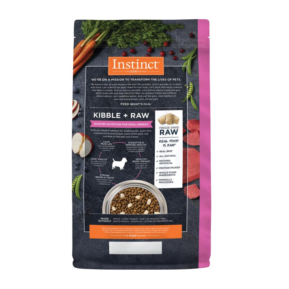 Instinct Raw Boost Small Breed, Natural Dry Dog Food with Freeze Dried Pieces, High Protein, Grain Free Recipe - Real Beef, 3.5 lb. Bag