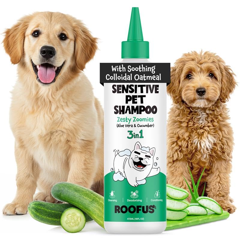 ROOFUS THE DOG Sensitive Pet Shampoo 1 Pack - Zesty Zoomies Dog Shampoo for Conditioner, Moisturizing & Itching - Hypoallergenic Shampoo for Hydrating & Cleansing