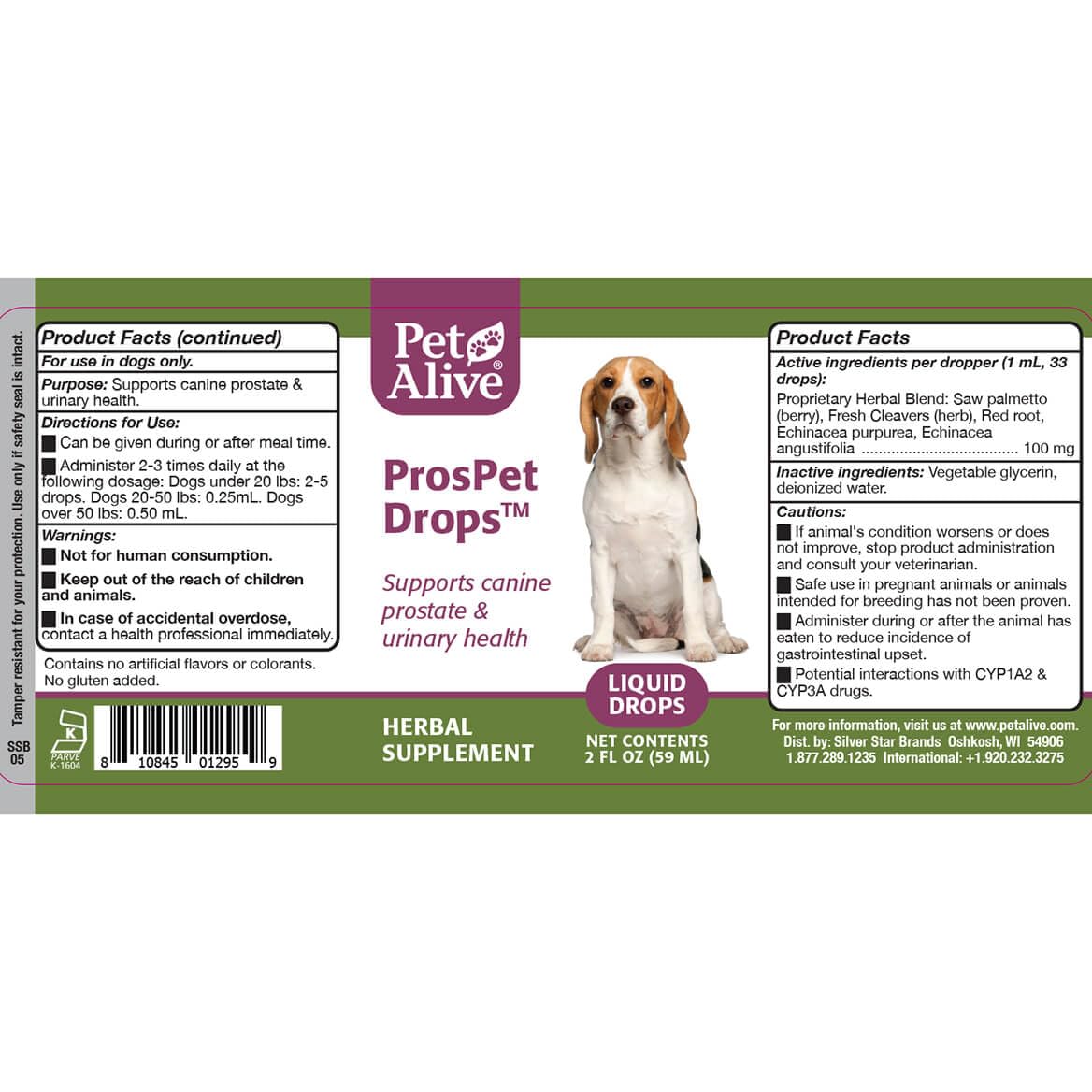 PetAlive ProsPet Drops for Pet Prostate and Bladder Health - Herbal Supplement for Dog Urinary Tract, Bladder and Immune Support - Constipation Relief - 59 ml