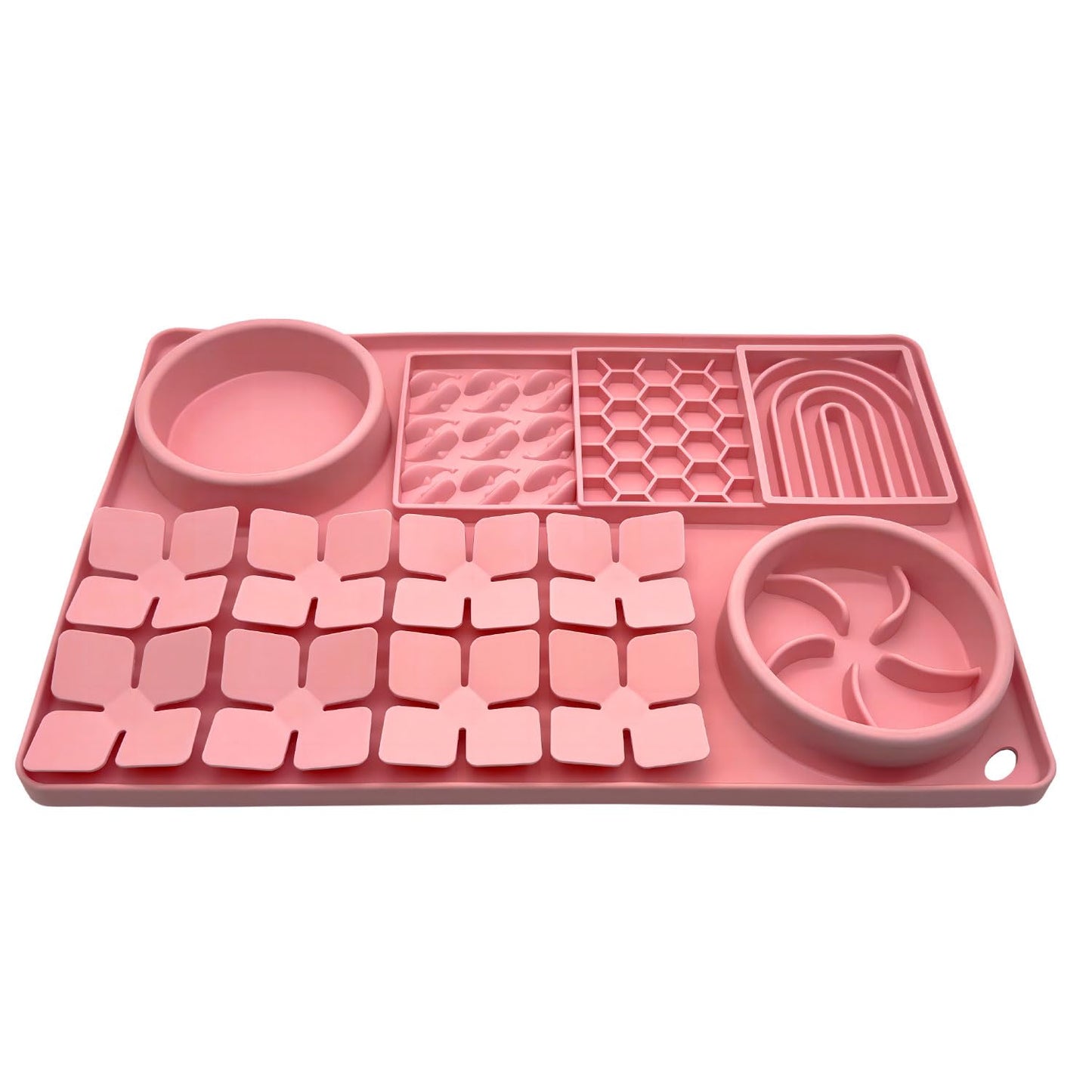 Evenco Slow Feeder Bowl, Silicone Lick Mat with Suction Cups for Dog Cat, Snuffle Mat for Pet Smell Training, Puzzle Toys for Bored Puppy, Interactive Sniff Mat for Slow Eating and Keep Busy, Pink