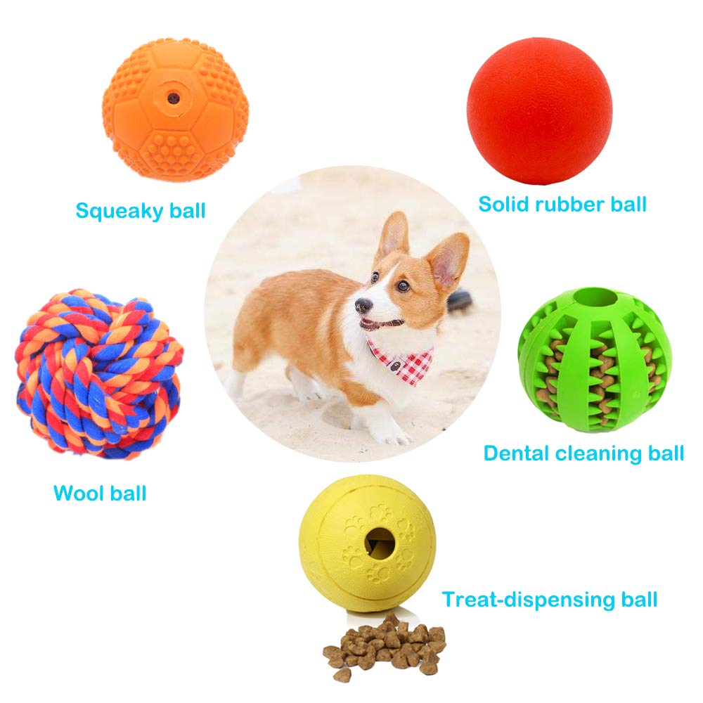Volacopets 5 Different Functions Interactive Dog Toys for Puppies, Puppy Puzzle Toys for Small Dogs, Dog Balls for Small Dogs, Treat Dispensing Dog Toys, Squeaky Ball, Small Breed