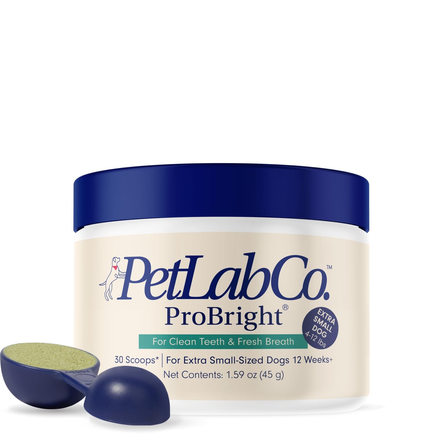 PetLab Co. ProBright Dental Powder - Dog Breath Freshener - Teeth Cleaning Made Easy – Targets Tartar & Bad Breath - Formulated for Extra Small Dogs - Packaging May Vary