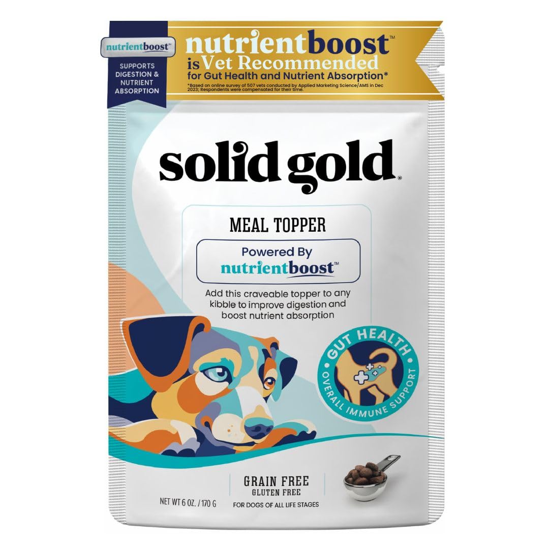 Solid Gold NutrientBoost Meal Toppers for Dogs - High Protein Dog Food Toppers for Dry Food - Grain Free Flavor Enhancer with Vitamins, Minerals & Amino Acids for Gut Health & Immune Support - 1lb