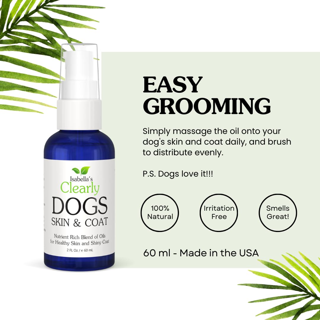 Natural Skin & Coat Oil for Dogs | Skin Soother with Coconut, Almond and Olive Oils | Soothe Dry Skin, Allergies and Skin Irritation | Add Softness and Shine to a Dull Coat | Made in The USA