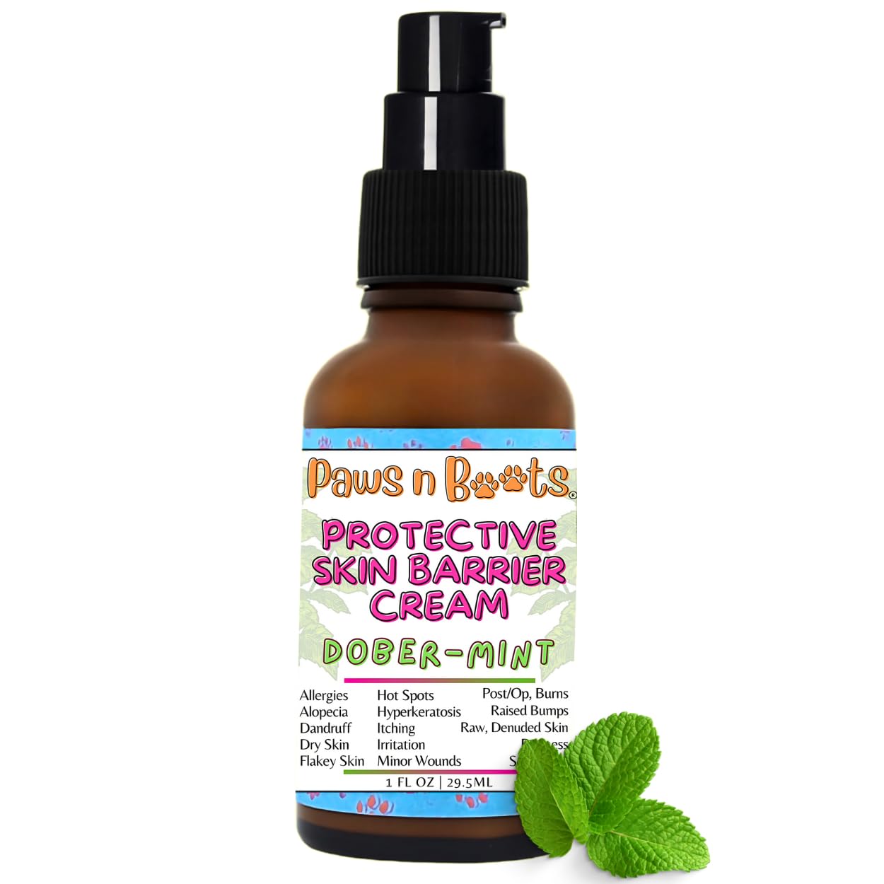 Protective Skin Barrier Cream Best Itchy Skin Relief for Dogs. Holistic Treatment, 100% Natural. Fast-Drying, Mess-Free Enriching Antioxidants, Relieves Itching, Hot Spots, Paw-Licking. Dober-Mint