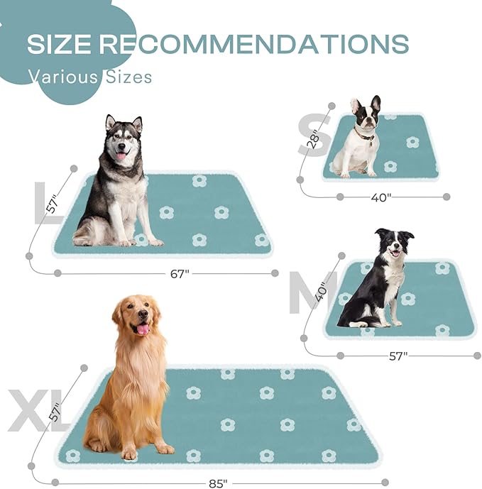 Luciphia Waterproof Pet Blanket for Medium Large Dogs Washable Fluffy Thick Jacquard Shag Fleece Warm Sherpa 3D Textured Flower Print for Cats Puppy Couch Protection (Blue,40x28 inches)