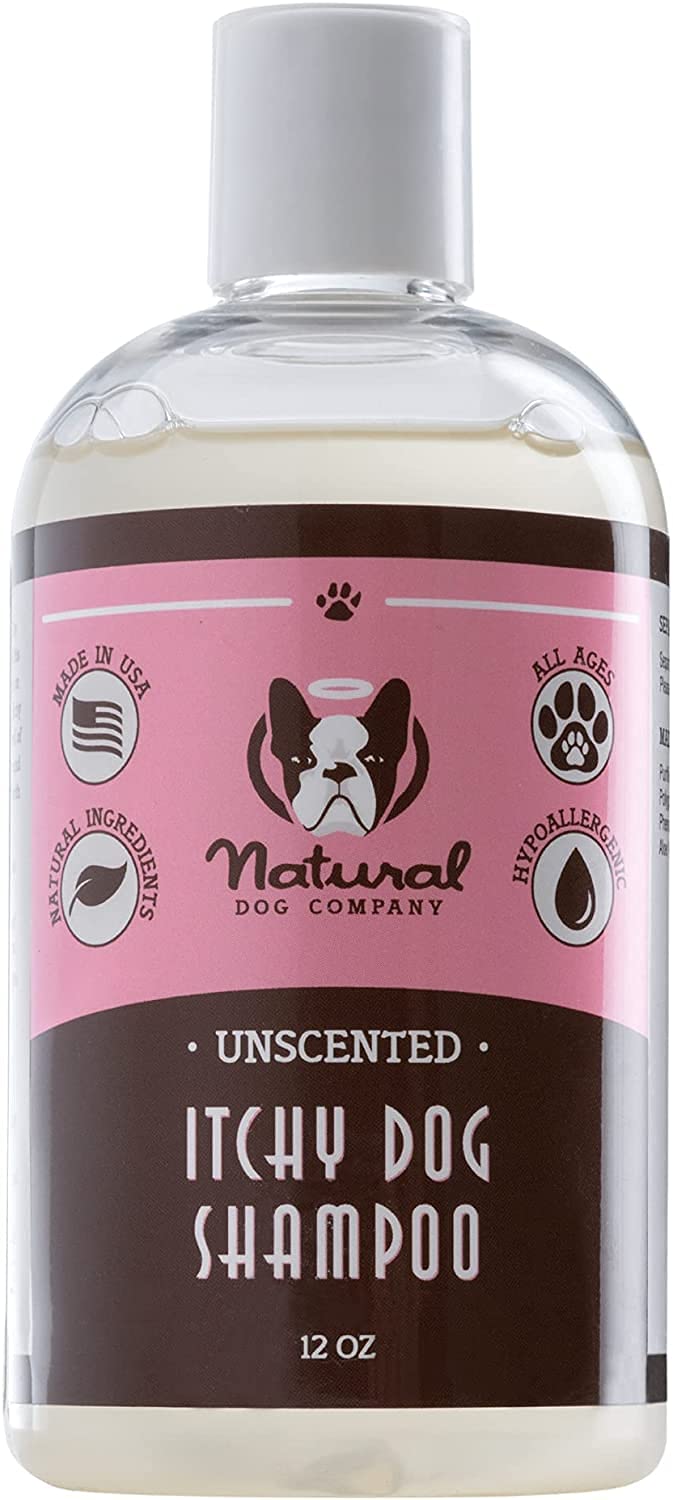 Natural Dog Company Itchy Dog Shampoo 12 oz – Hypoallergenic & Fragrance Free – Aloe Vera, Jojoba & Sea Kelp – Sulfate & Paraben Free – Soothes Dry, Itchy, Irritated Skin – Safe for All Breeds