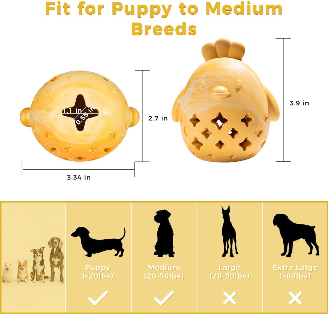 MewaJump Stuffed Dog Toy Treat Dispenser Dog Toy Puzzle Rubber Chew Toys Treat Food Dispensing Toys for Teeth Cleaning Ball Interactive Enrichment Toys for Puppy, Small, Medium, Large Breeds