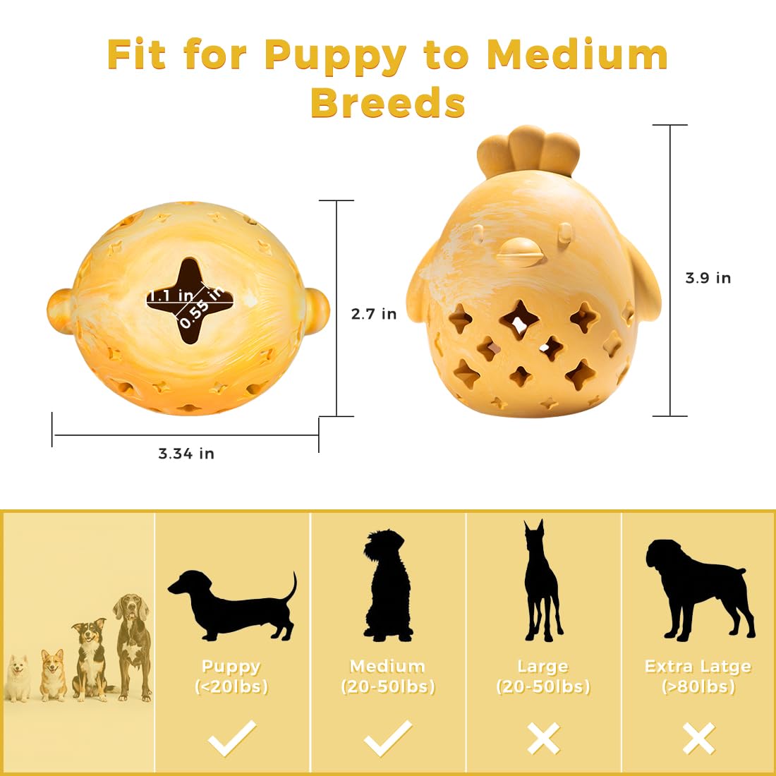 MewaJump Stuffed Dog Toy Treat Dispenser Dog Toy Puzzle Rubber Chew Toys Treat Food Dispensing Toys for Teeth Cleaning Ball Interactive Enrichment Toys for Puppy, Small, Medium, Large Breeds
