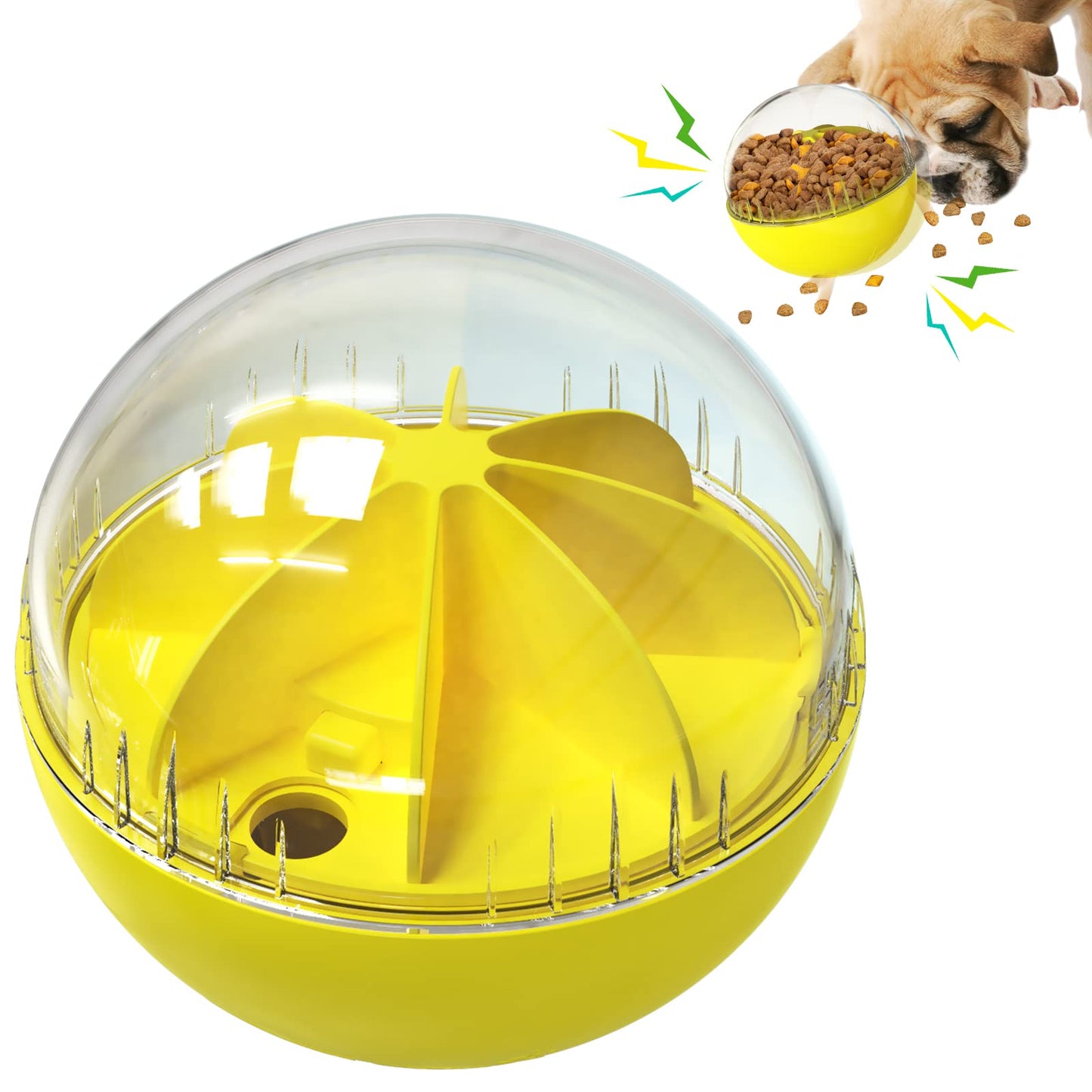 Monotre Dog Treat Ball, Dog Food Puzzle Slow Feeder Interactive Squeaky Mental Stimulation Toys, Cat Treat Dispenser Puzzle Toys Active Rolling Balls for Medium/Large Dog Breeds