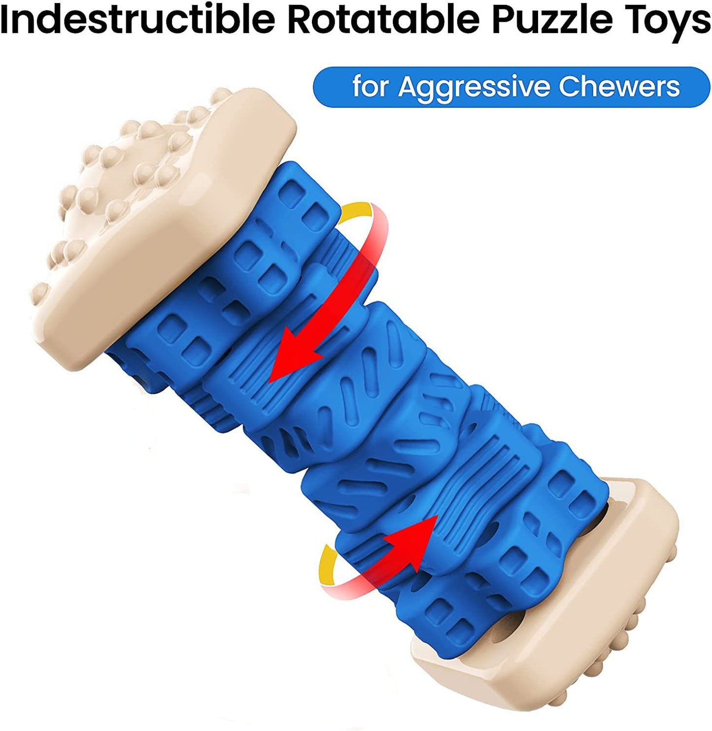 AOZOOM Indestructible Dog Toys for Aggressive Chewers, Tough Dog Chew Toys, Cognitive Dog Toys with Beef Flavor, Enrichment Toys for Dogs for Large Medium Small Dogs