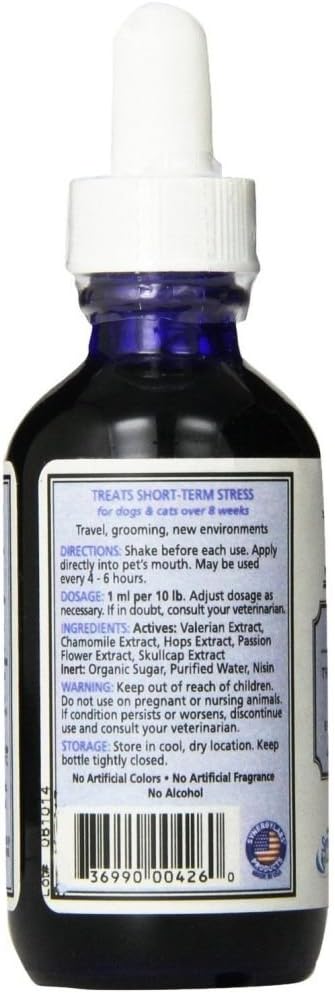 Richard’s Organics Pet Calm, 2 oz. Bottle with Dropper – Natural Cat and Dog Anxiety Relief – 100% Natural Pet Stress Relief – Drug-Free Calming Drops, Settles Nerves and Reduces Hyperactivity