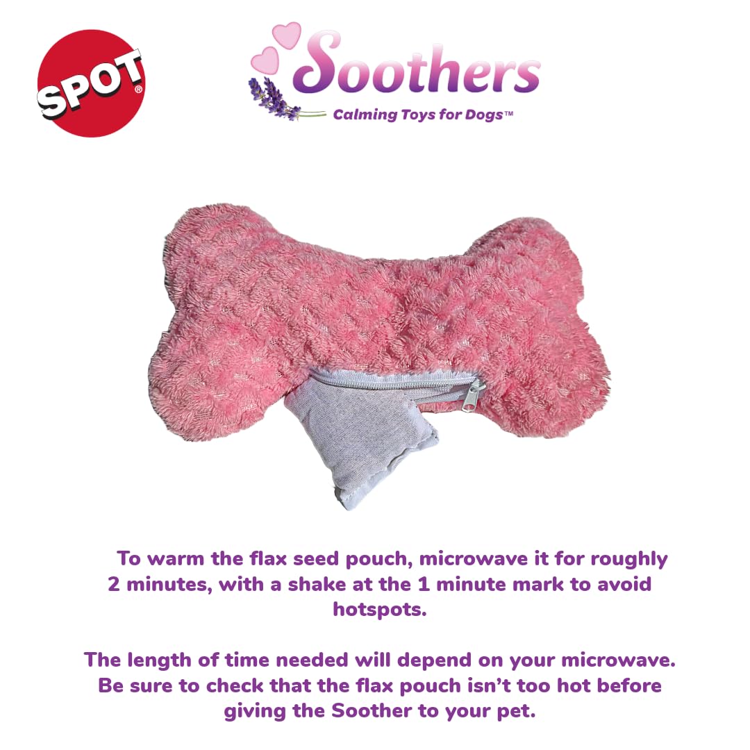 SPOT Soothers Warm Hug Bone - Calming Plush Dog Toy with Lavender Scented Beads, Removable Squeaker, Microwavable Warming Pouch, Separation Anxiety Relief, for Small to Medium Dogs and Puppies, 9in