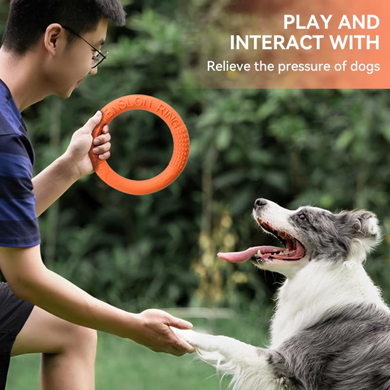 4 Pack Dog Chew Toy Training Ring Interactive Toy for Aggressive Chewers Pet Flying Disc Floating Ring Dog Fetch Toys for Large Medium Puppy Outdoor Play, Training and Teeth Cleaning