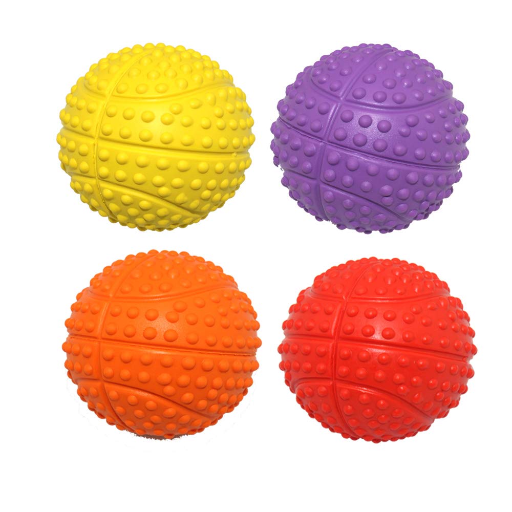 Kei Tomlison Dog Squeaky Toys and Non-Toxic Rubber Play Balls for Interactive Training and Chewing (5.5cm/2.16in Pack of 4)