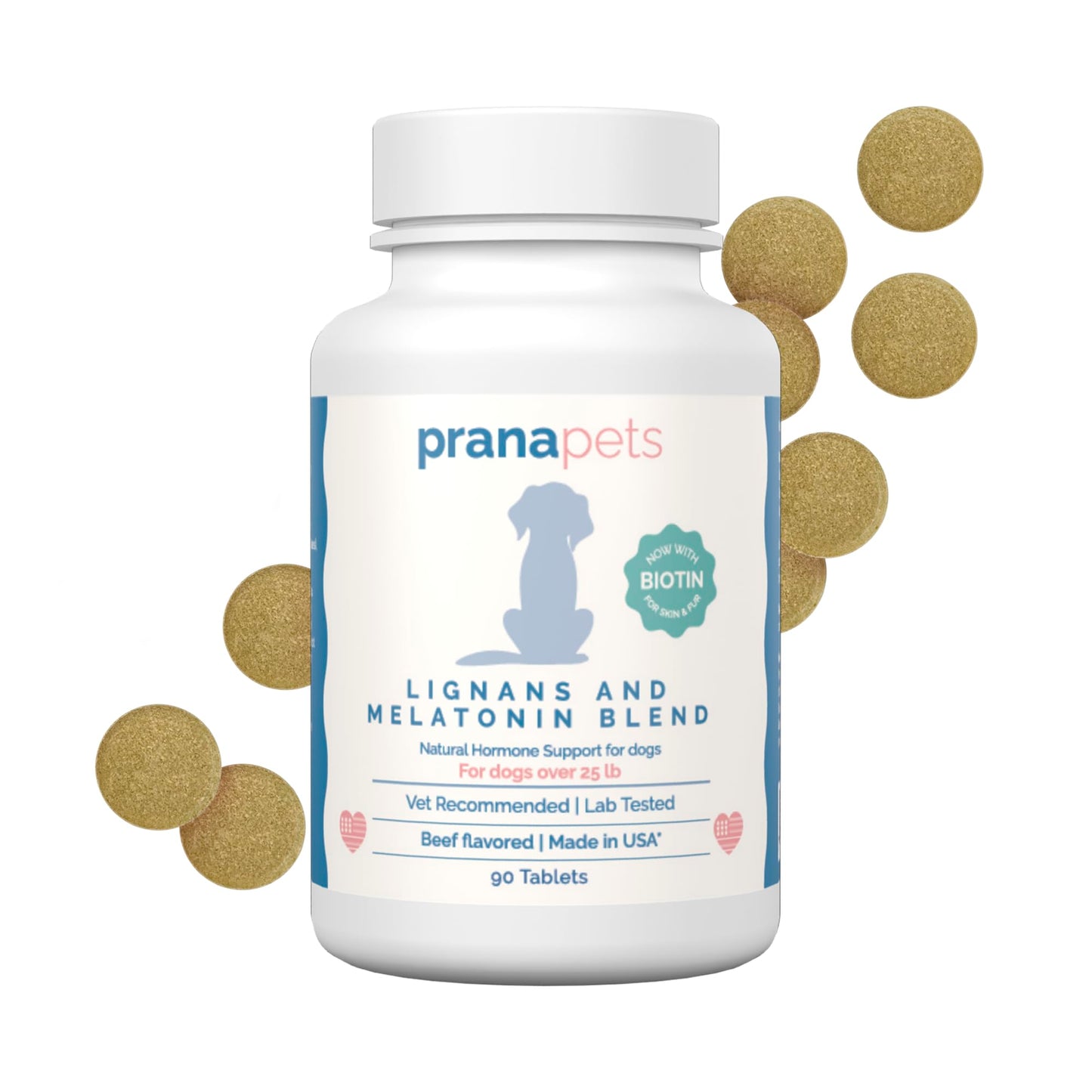 PranaPets Lignans & Melatonin with Biotin Blend Naturally Aids in Relieving Symptoms of Cushing’s in Dogs Over 25 lb | Promote Healthy Balance & Overall Well-Being