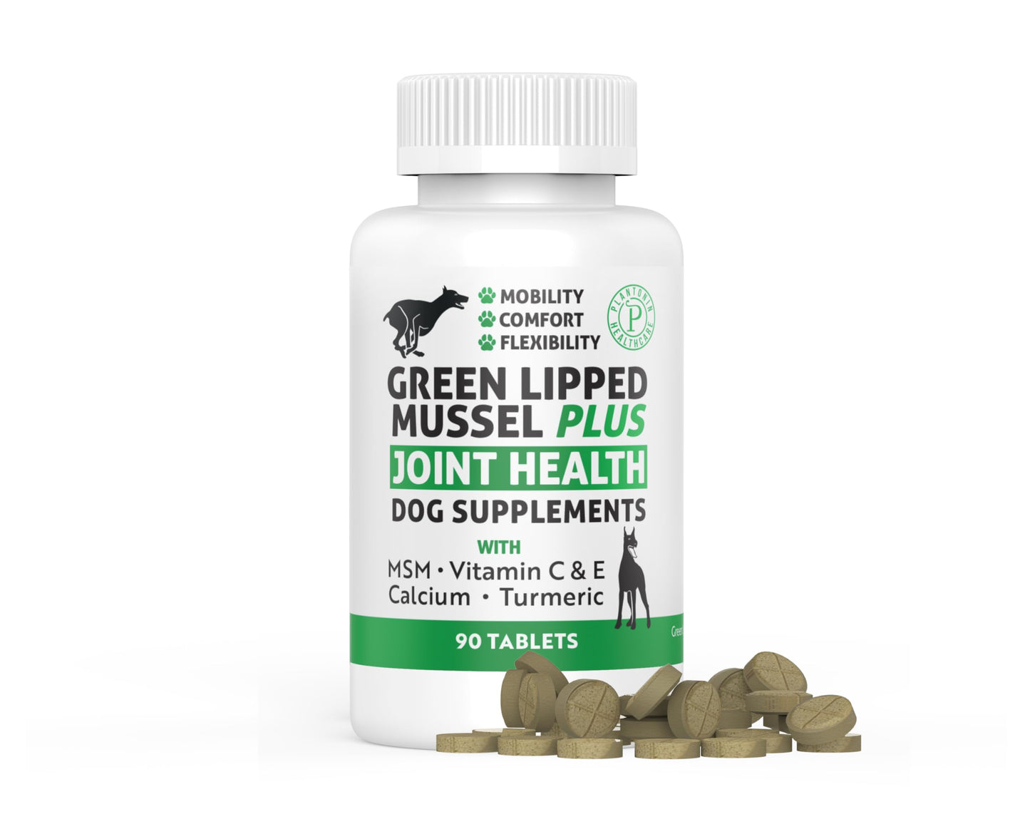 Plantonin Green Lipped Mussel for Dogs – 1325mg High Strength Hip & Joint Supplement for Dogs with Omega-3 – Supports Dog Joint Health, Mobility & Vitality – 90 Dog Joint Supplements Tablets