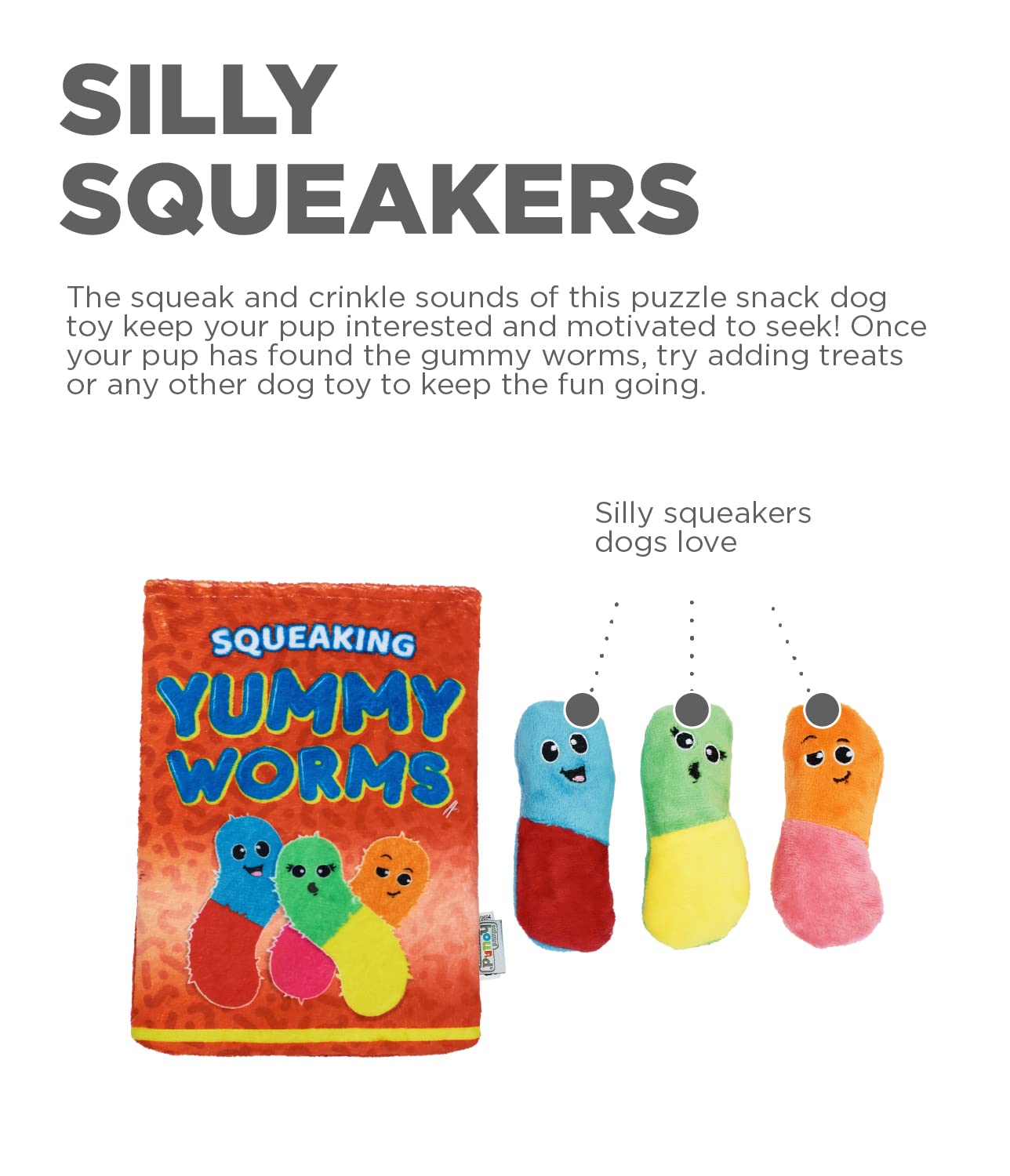 Outward Hound Snack Bag Yummy Worms Puzzle Squeaky Dog Toys