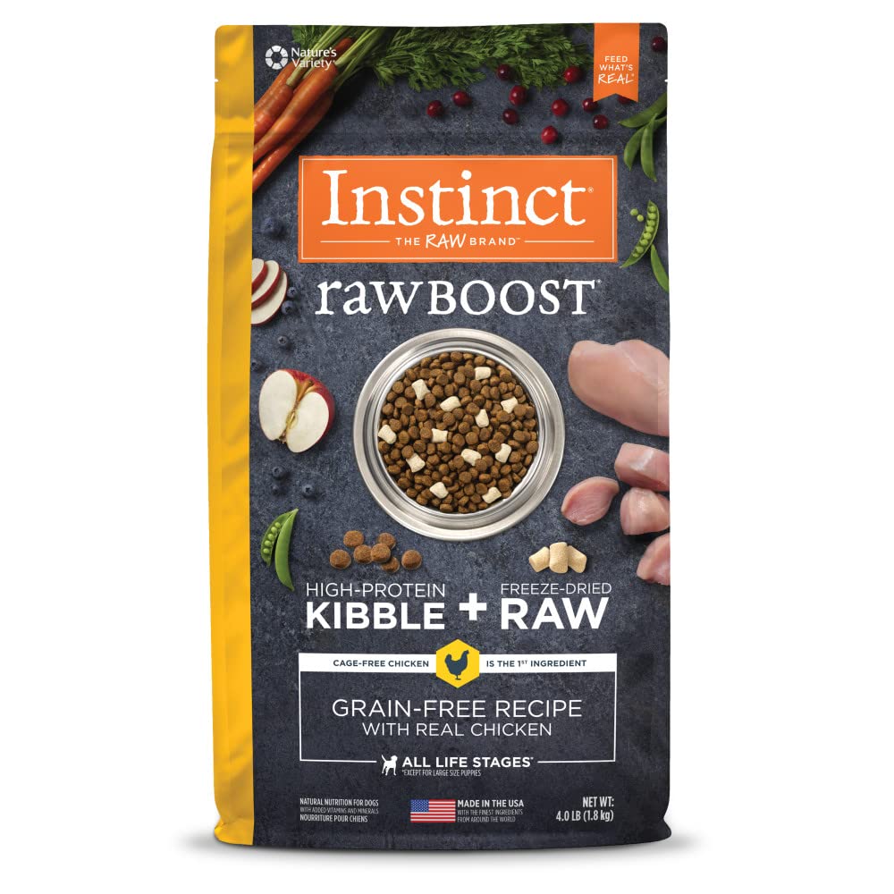 Instinct Raw Boost, Natural Dry Dog Food with Freeze Dried Pieces, High Protein, Grain Free Recipe - Real Chicken, 4 lb. Bag