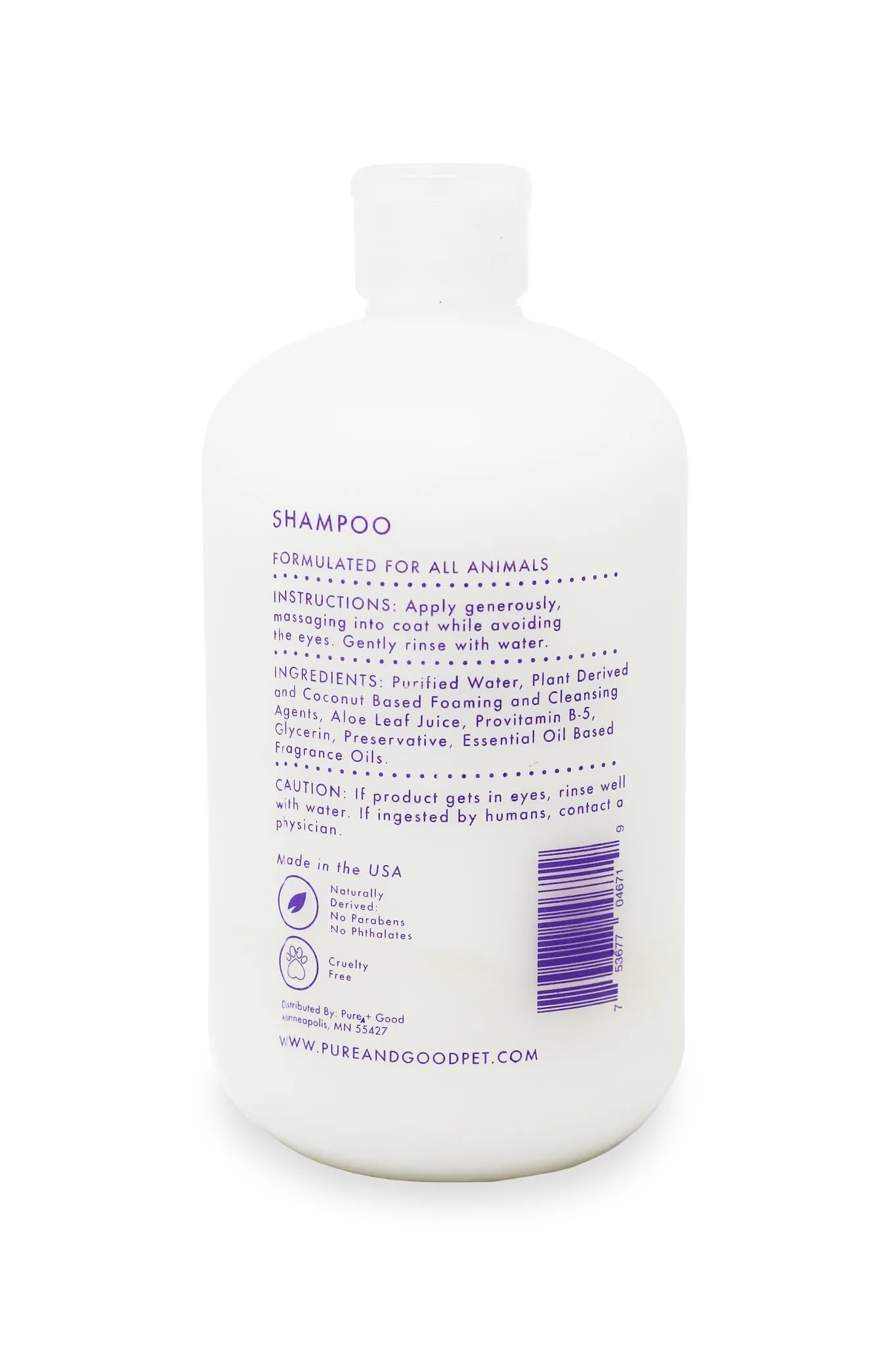 Pure + Good - Lavender + Chamomile Shampoo, Soothing Lavender and Herbaceous Chamomile, Formulated for All Pets, Gentle and Cleansing, Made in The USA, Cruelty Free, 16 fl oz
