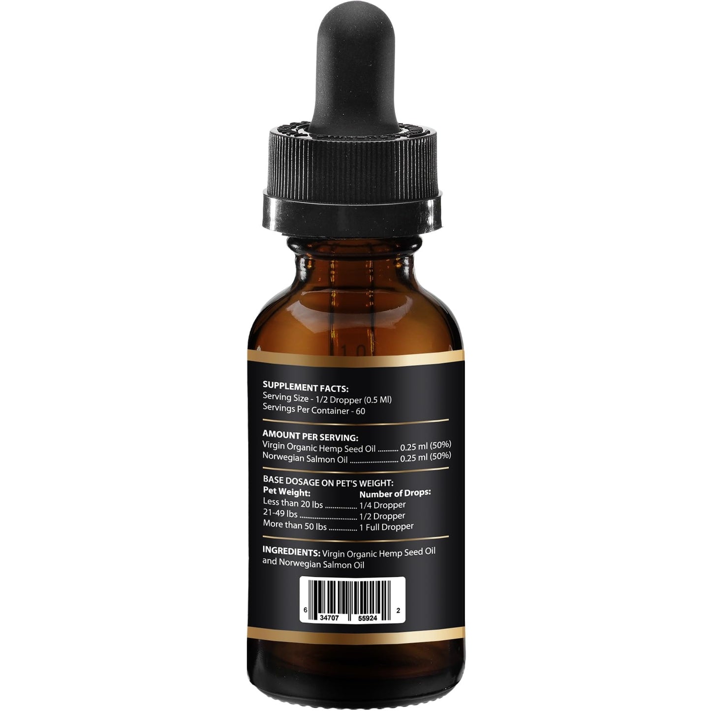 Hemp Seed Oil & Norwegian Salmon Oil - Organic, No Additives, Human-Grade Formula for Dogs and Cats - Reduce Anxiety, Pain, and Inflammation - Hip and Joint Support - Made in USA