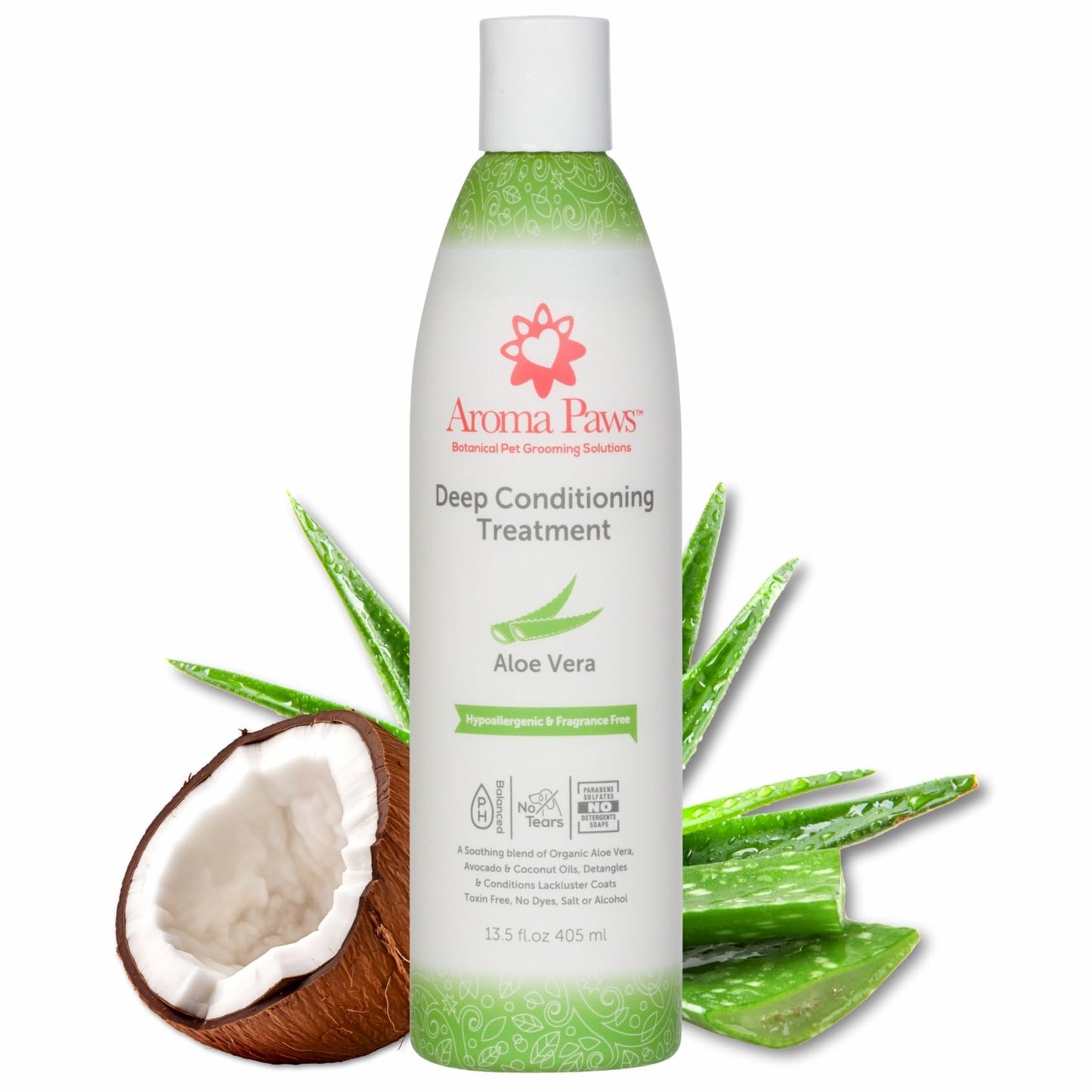 Aroma Paws Deep Conditioning Treatment for Dogs - Detangling Conditioner for Long Coat and Undercoat - Hydrating Conditioner with Aloe Vera Extract, Avocado, and Coconut Oils - Fragrance-Free