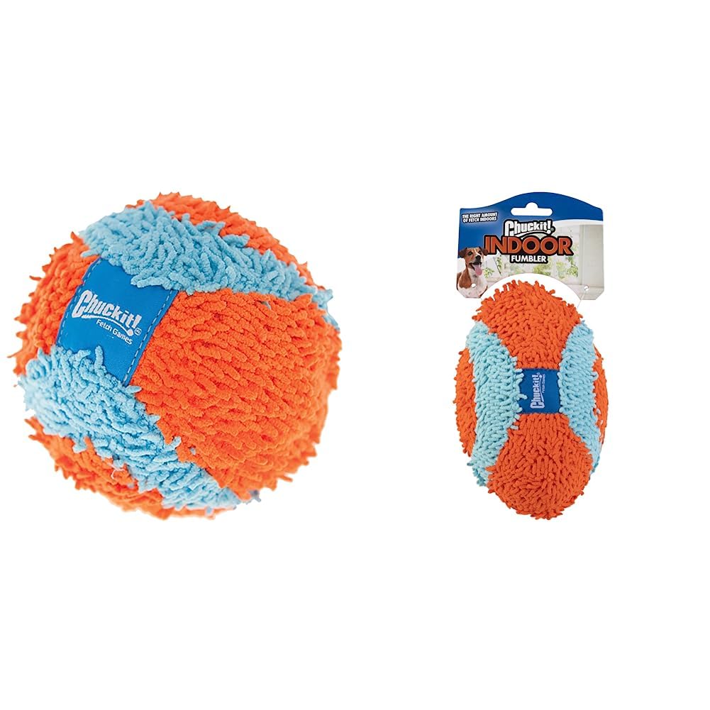 Chuckit! Indoor Fetch Ball and Fumbler Dog Toys, Orange and Blue
