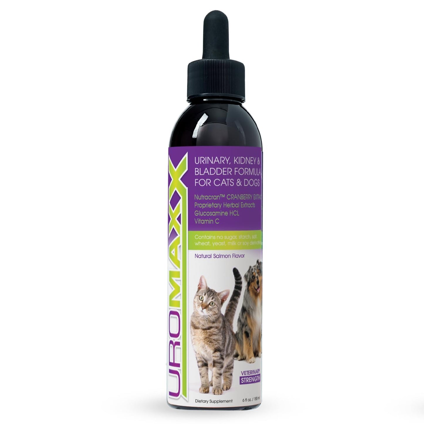 UroMAXX, Cat & Dog Urinary Tract Treatment, Bladder & Kidney Support for Dogs and Cats, Powerful Yet Gentle Pet Care, with Liquid Cranberry & Glucosamine, Salmon Flavor, 6 oz Bottle, 1 Pack