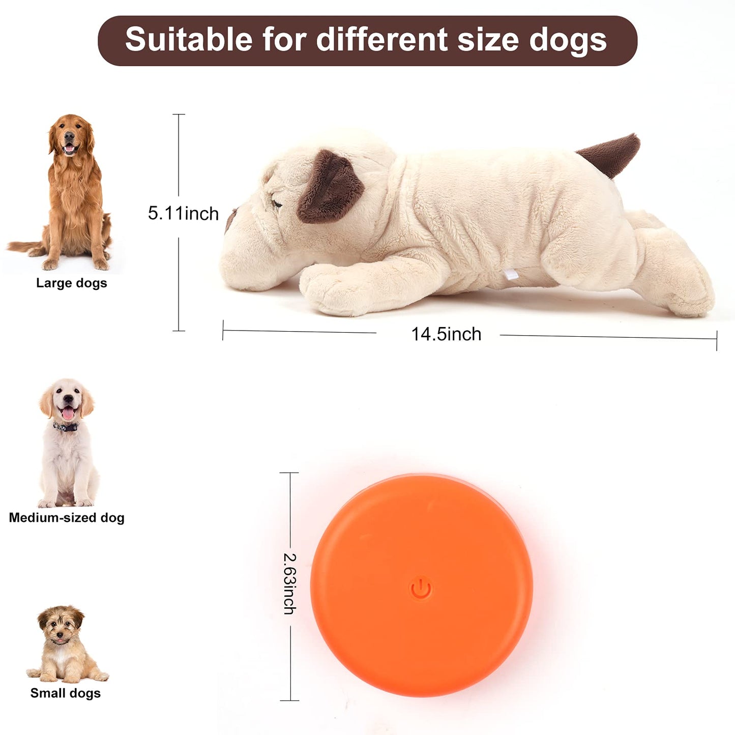 OKAMDERT Heartbeat Puppy Toy,Puppy Separation Anxiety Toy, Puppy Behavioral Training Aid for Dog Sleep Aid Plush, Pet Companion Smart Dog Toys,Beige
