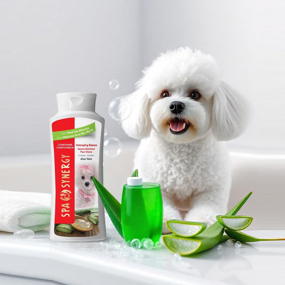 Spa Synergy Pet Dog Conditioner Natural Dead Sea Mineral Rich, Aloe Vera, Moisturizing, Extra Softening, Increase Hydration, Conditions & Detangles - Untangling Balsam - (1) Bottle 16.5 FL OZ