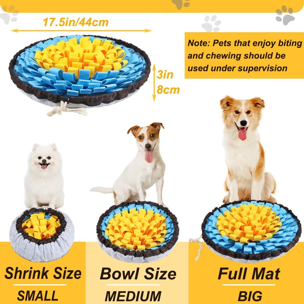 SZEE Snuffle Mat for Dogs, Adjustable Sniffing Mat for Smell Training and Slow Eating, Dog Snuffle Pad for Mental Stimulation and Enrichment, Interactive Toys for Pets (Yellow and Blue)
