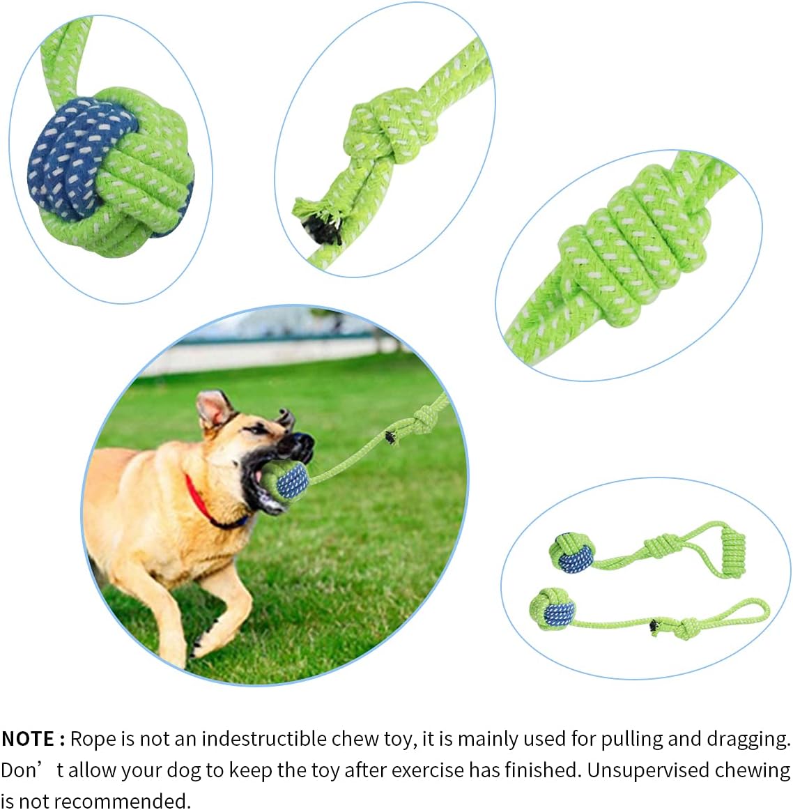 Outdoor Hanging Bungee Dog Toy - Interactive Dog Tug Toy with 2 Chew Rope Toys for Small to Large Dogs - Best for Tug of War, Bite Training, Pull Exercise, Solo Play