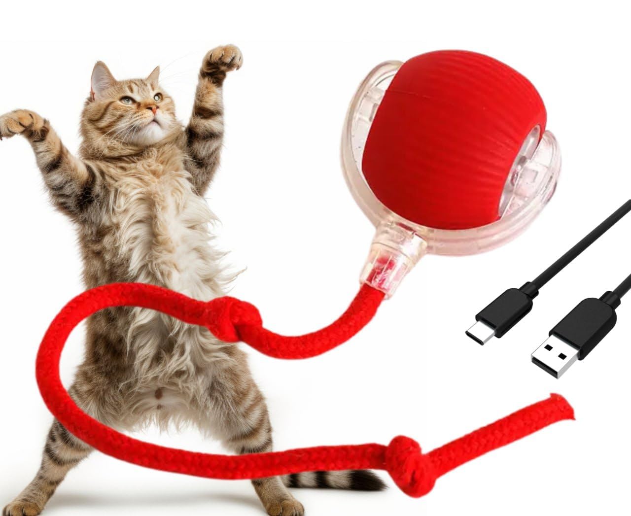Interactive Pet Chase Toy - Rechargeable, Motion Ball, Self-Moving Kitten Toy for Indoor Interactive Playing, Smart Cat Rolling Ball