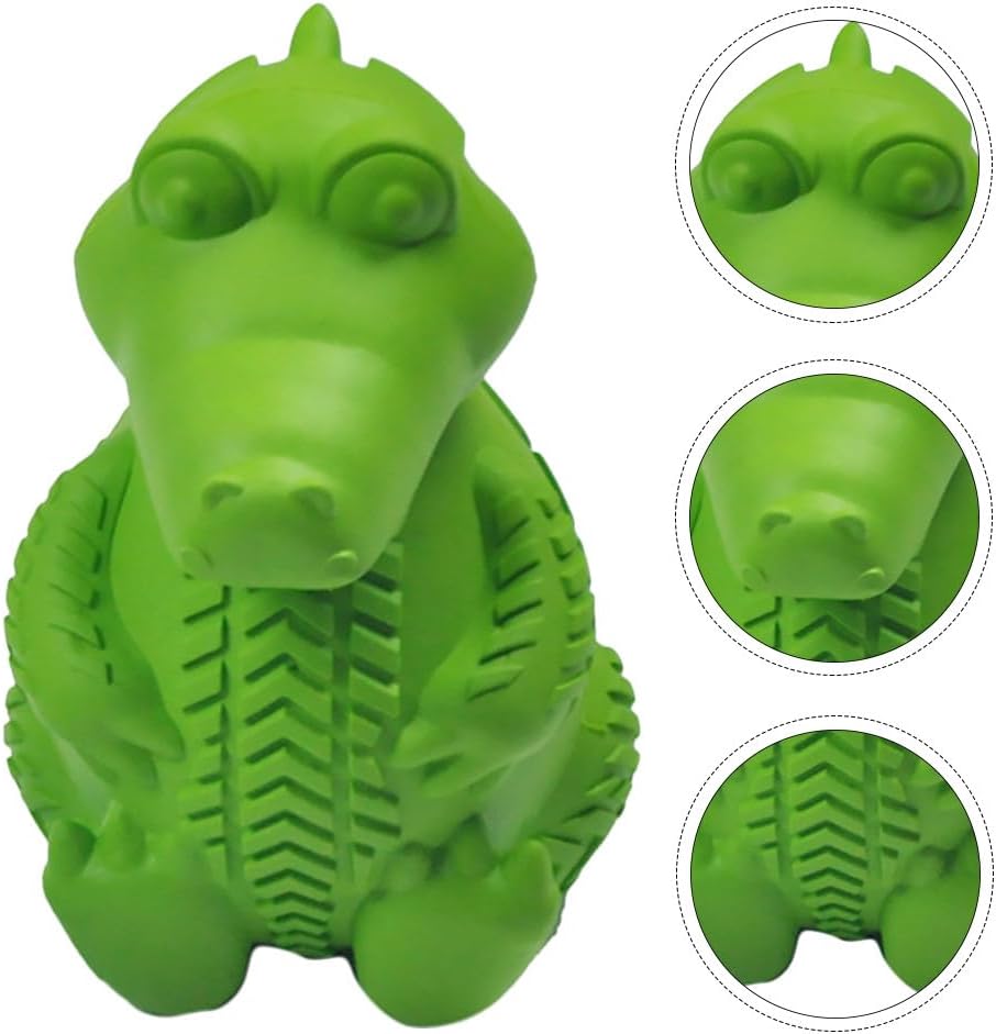 TEHAUX Rubber Pet Teething Toy, Dog Chew Toy for Teeth Cleaning Care - Interactive Treat Dispenser for Puppies Small Dogs - & Teething Relief Green 3X3X4.7 Inches