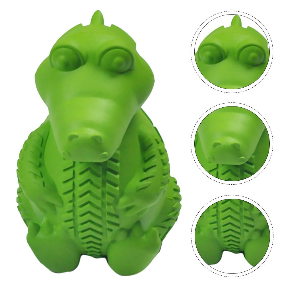 TEHAUX Rubber Pet Teething Toy, Dog Chew Toy for Teeth Cleaning Care - Interactive Treat Dispenser for Puppies Small Dogs - & Teething Relief Green 3X3X4.7 Inches