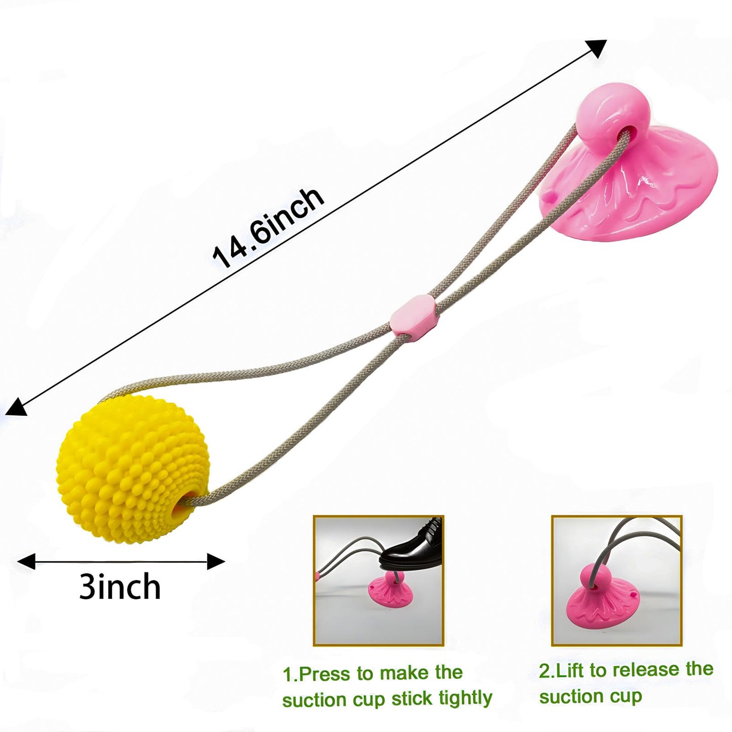 KITIVIALA Corn Ball Chew Toys for Aggressive chewers, Interactive Suction Cup Dog Tug of War Toys, Teething Rope Toys for Dog Boredom, Enrichment Teeth Cleaning for Medium Large Dogs (Pink)