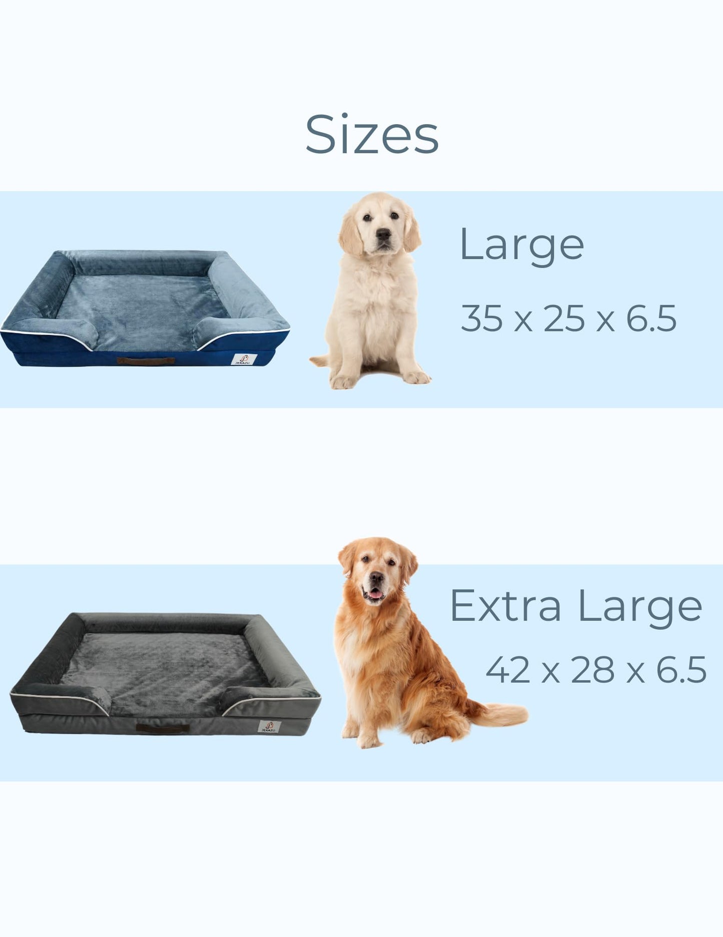 JEKAZU XL Orthopedic Dog Bed for Extra Large Dogs - Waterproof, Memory Foam Large Dog Bed with Washable Cover - Pet Beds for Big Sized Breeds and Senior Pets - Non-Slip Bottom - X-Large, Grey