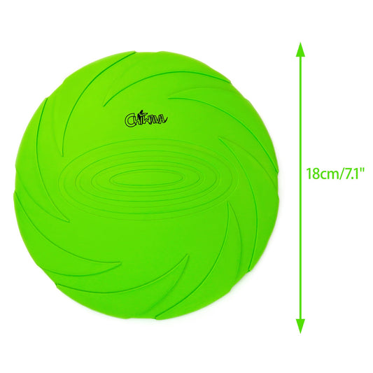 CHIWAVA 2 Pack 7.1" Rubber Dog Flying Disc Flyer Fetch Toy for Dogs Outdoor Play for Medium Dogs