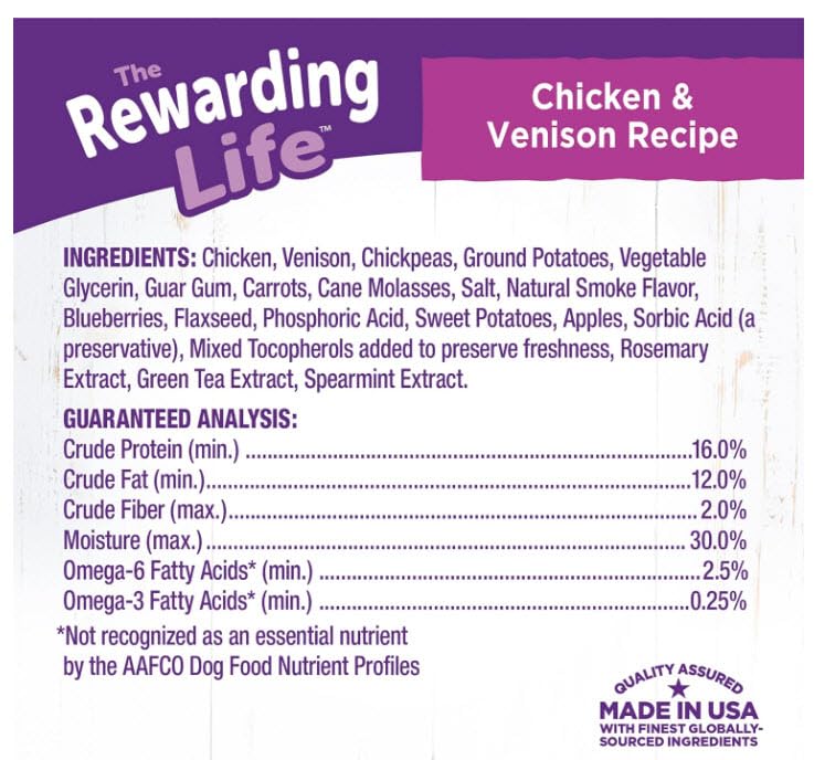 Wellness Rewarding Life Soft & Tasty Training Rewards for Dogs. 2pk Variety Bundle: (1) Beef & Turkey & (1) Chicken & Venison, 6oz Bags