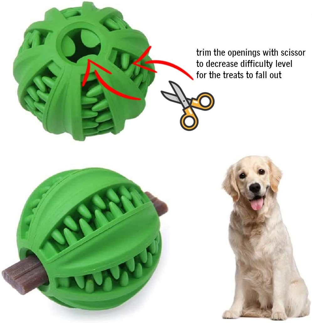 ONTWOPETS Dog Ball Toy - Interactive Dog Enrichment, Mental Stimulation Treat Embedding Rubber Ball Reduce Boredom (3 inches)