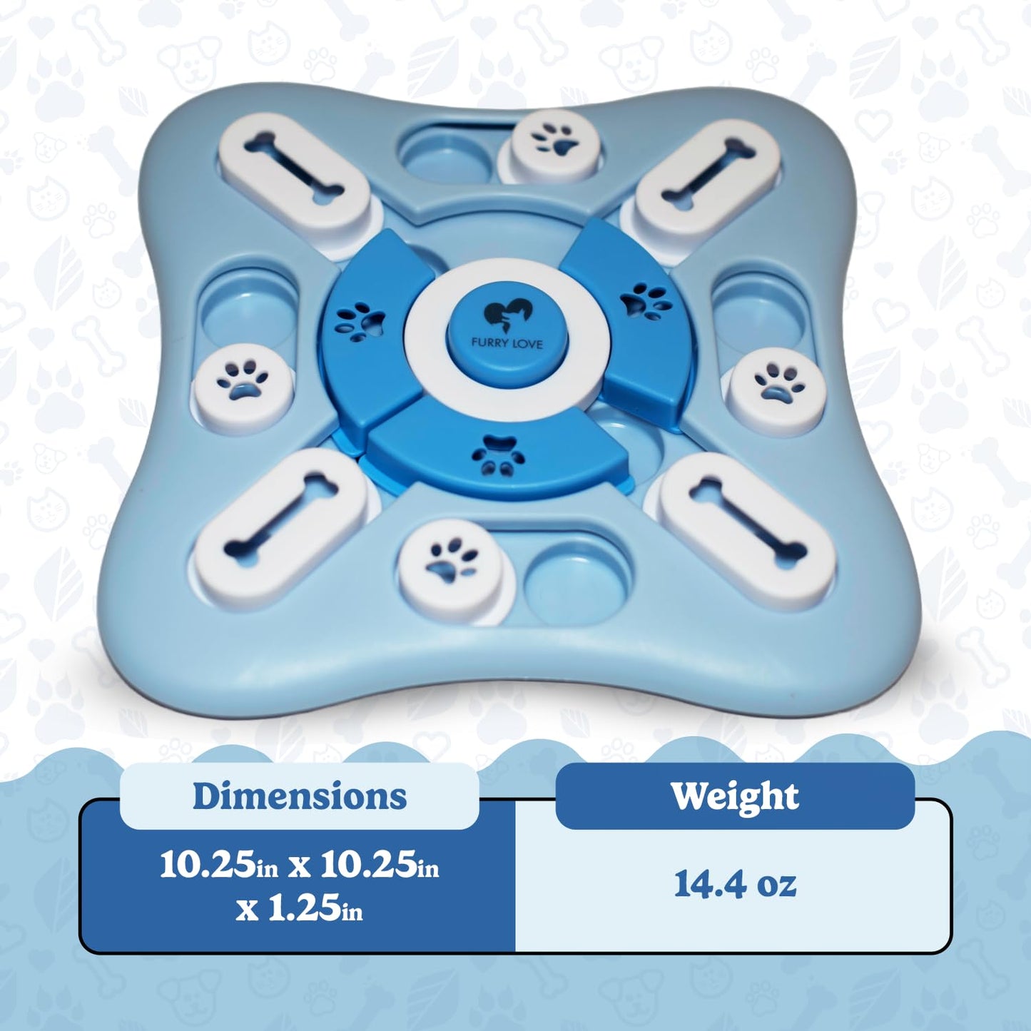 FURRY LOVE - Dog Puzzle Food Feeder | Level 3 IQ Training Toy for Small/Medium/Large Dogs | Mental Enrichment & Aggressive Chewer Gift | Interactive Treat Puzzle -Blue