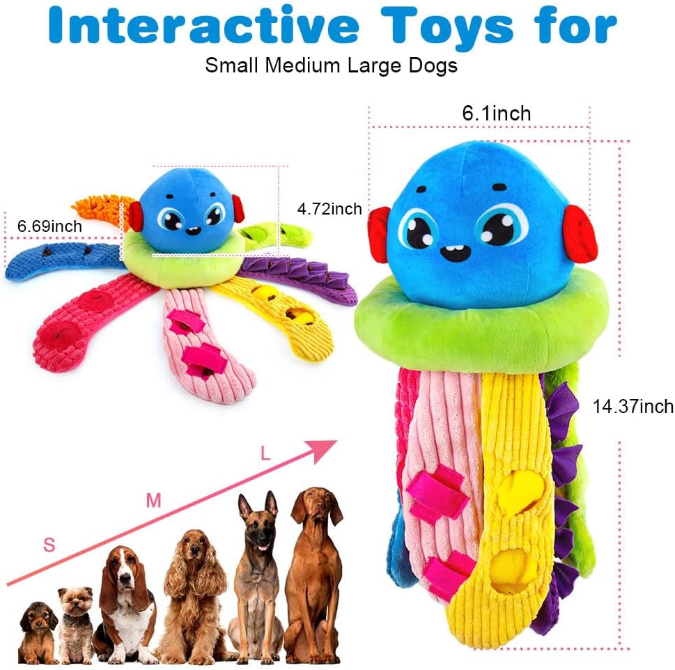 AWOOF Squeaky Dog Puzzle Toys Interactive Plush Dog Toys Snuffle Mat for Small & Medium Dogs, Training Toys Foraging Instinct Training Puppy Toys