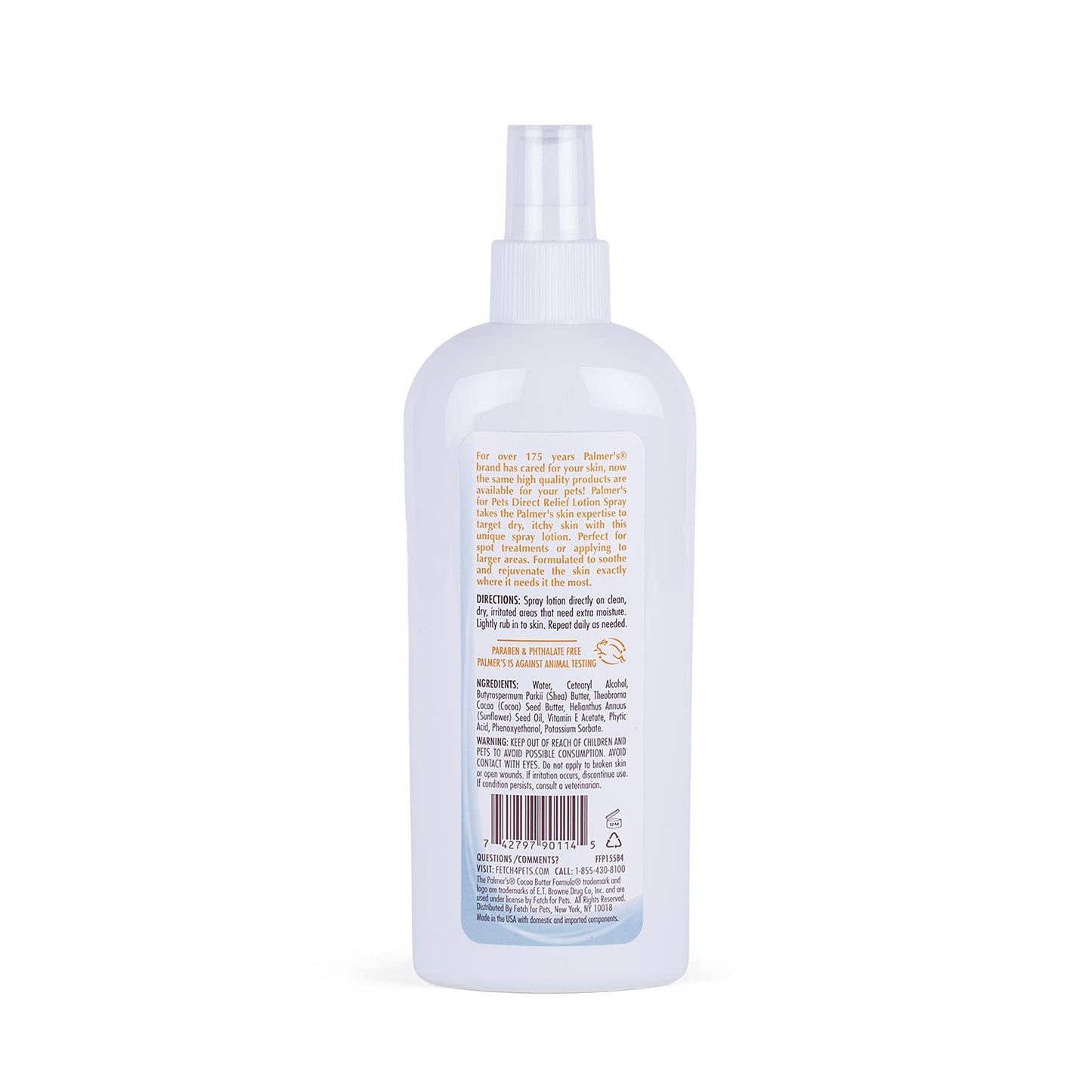 Palmer's for Pets Cocoa Butter Formula Direct Relief Lotion Spray for Dogs with Vitamin E | Fragrance Free Dog Lotion for Dry Itchy Skin Spray On Lotion for Dogs - 8 oz (FF15584)