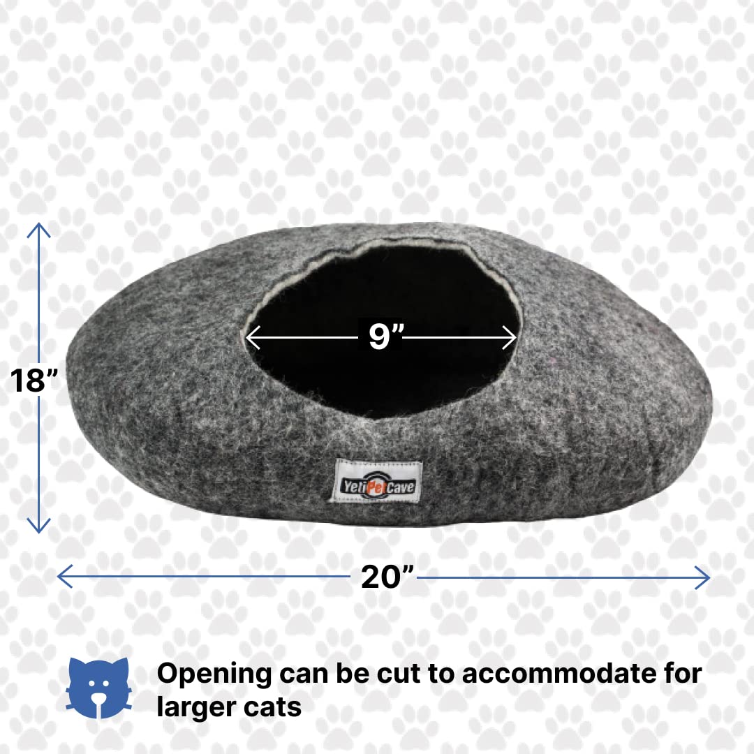 Yeti Dog Chew Dog Cave Bed for Cats and Small Dog Bad, 100% New Zealand Wool, Blue, 18" D x 20" W x 9" H