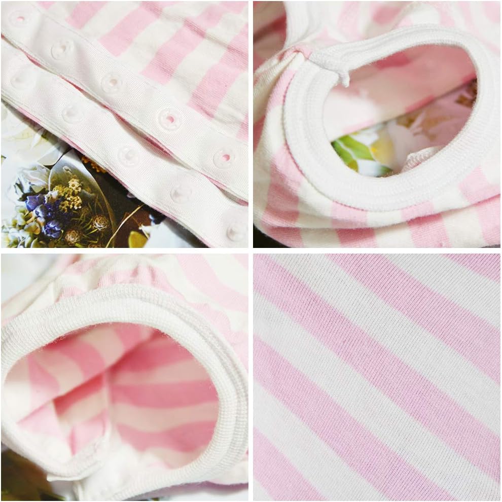 Dog’s Recovery Suit Post Surgery Shirt for Puppy, Wound Protective Clothes for Little Animals(Pink White Stripe-xs)