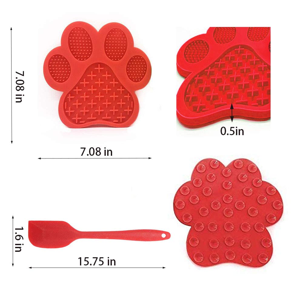 Dog Licking Mat for Anxiety Peanut Butter Slow Feeder Bowls Licking Pad with Strong Suction to Wall for Pet Bathing,Grooming,and Dog Training (Red)