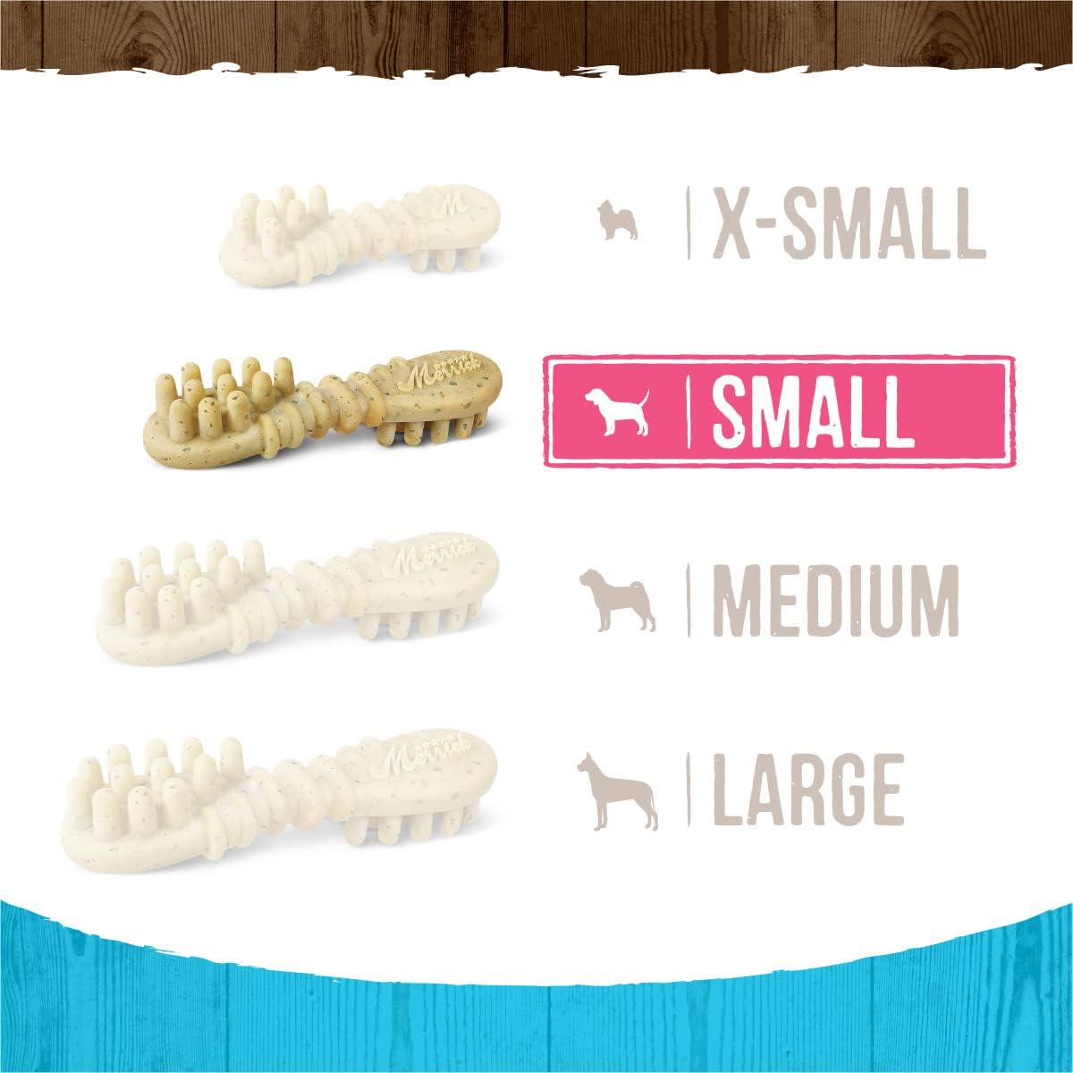 Merrick Fresh Kisses Natural Dental Chews, Toothbrush Treat Shape Infused with Real Mint, Small Dogs 15-25 Lbs - 48 ct. Box