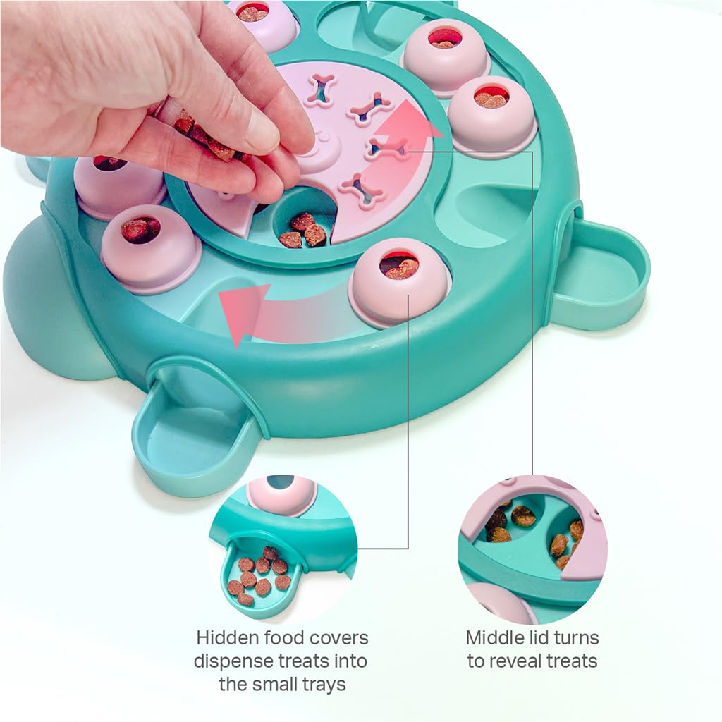 Friends Forever Dog Puzzles Toys with Slower Feeder, Interactive Toy with Food Puzzle for Stimulation and Treat Training Game, Treat Dispenser Toys for Dogs, Tortoise Puzzle
