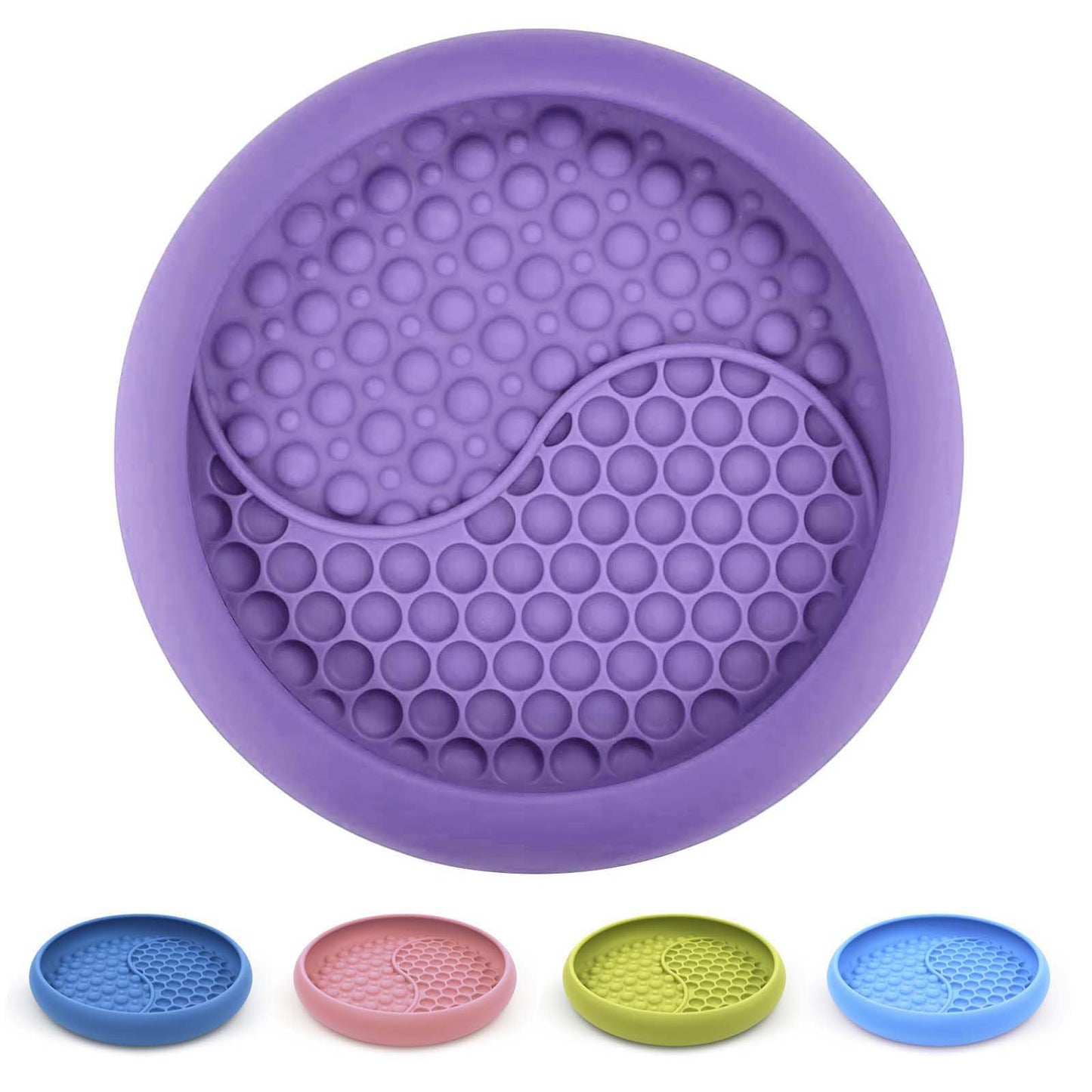 ZOURYNUA Dog Lick Bowl, Non-Slip Dog Slow Feeder Licking Mat Treat Dispenser, Interactive and Enrichment Toys, Boredom & Anxiety Reducer, BPA Free Silicone (Purple, Large)