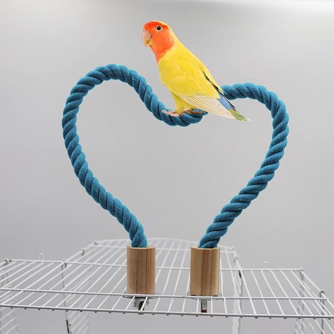 2 Pack Bird Rope Perch and Swing, Bird Cage Stand Pole Accessories, Climbing Toy for Parrot, Parakeet, Budgie, Cockatiel, Lovebird (23.62"/60 cm)